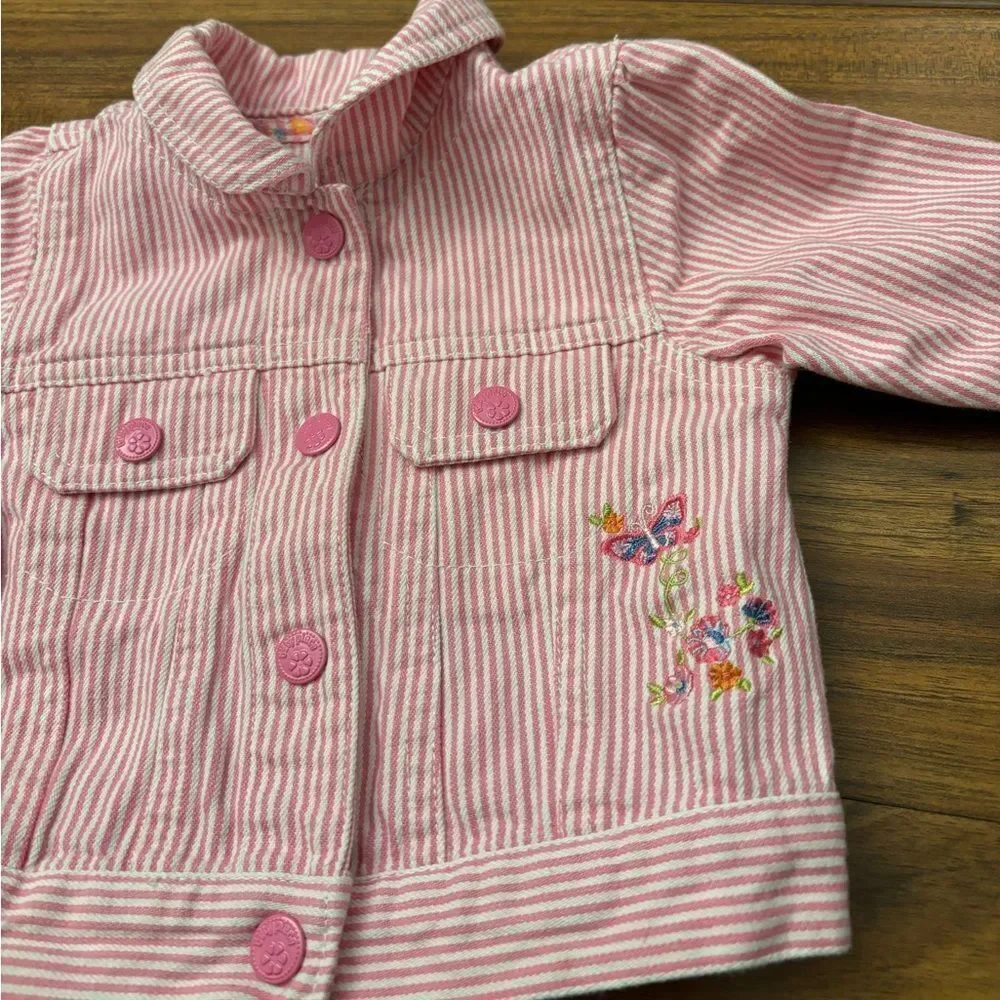 The Children’s Place vintage y2k denim pink/white stripe jacket